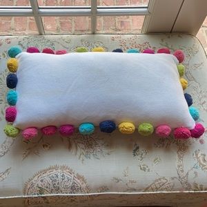 Pottery barn Multicolored pom-pom pillowcase
